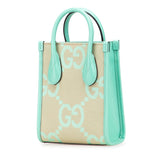 グッチ ジャンボGG ショルダーバッグ ハンドバッグ 2WAY 671623 グリーン ベージュ キャンバス レザー レディース GUCCI 【中古】